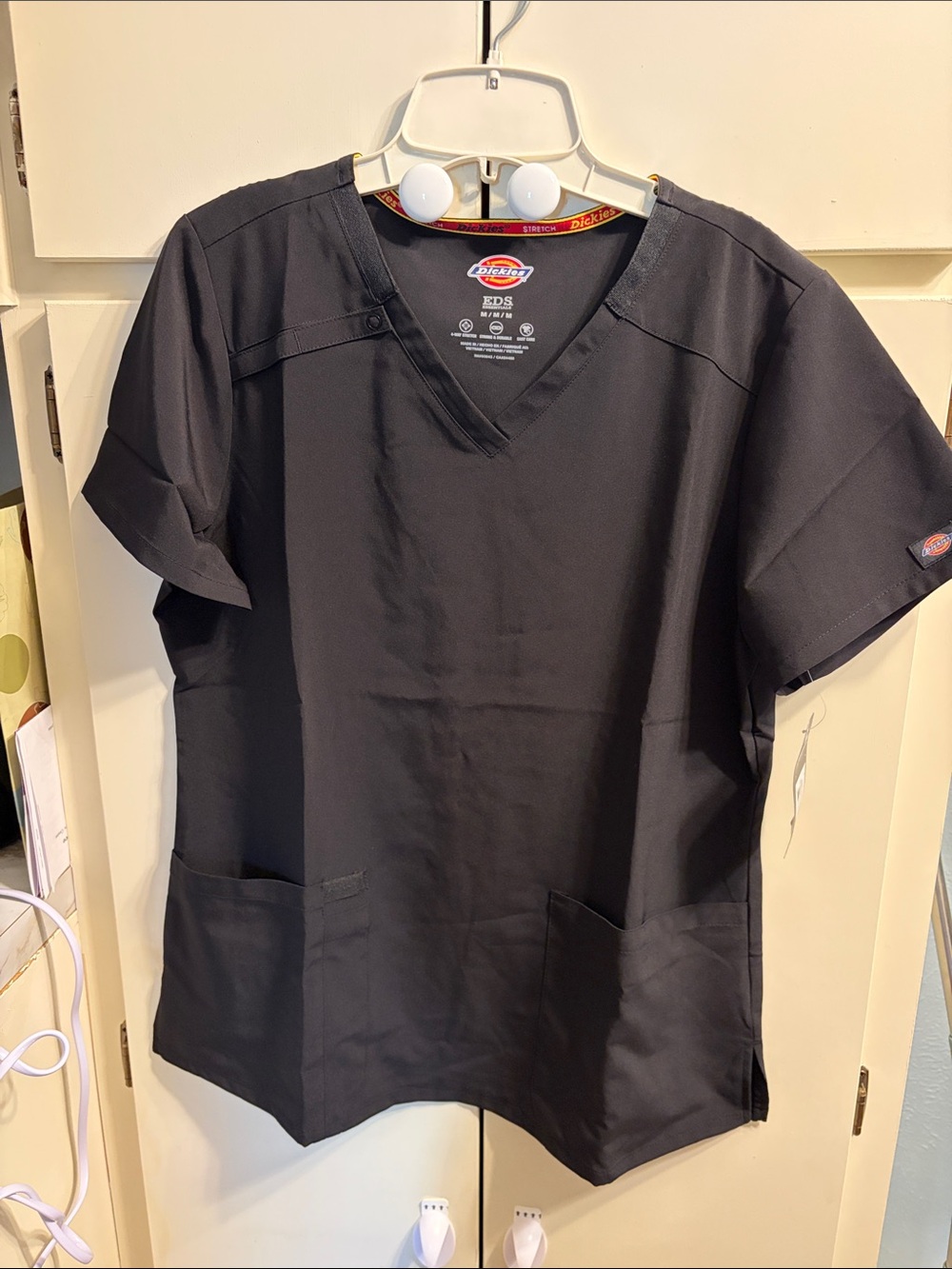 Dickies EDS Black V-Neck Medical Scrub Top - Women's M